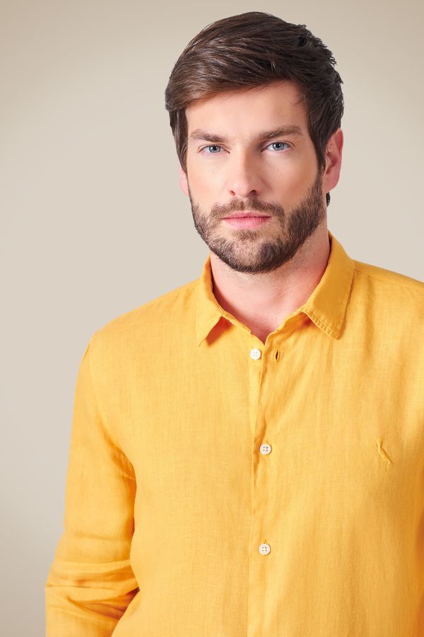 Camisa Pf Ml Linho Amarelo Gema - P
