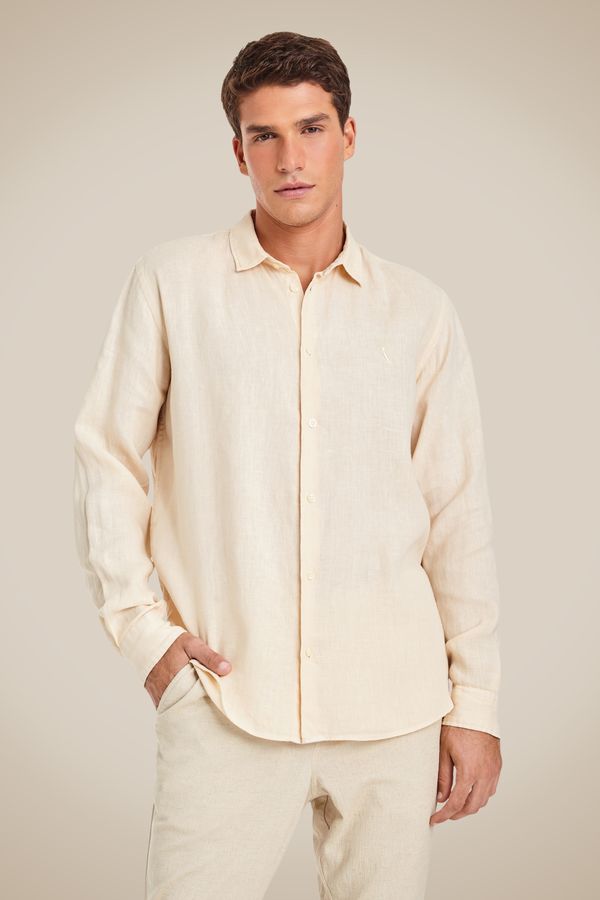 Camisa Pf Ml Linho Areia - G