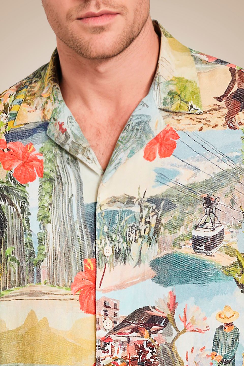 Camisa Mc Linho Estampado Carioca