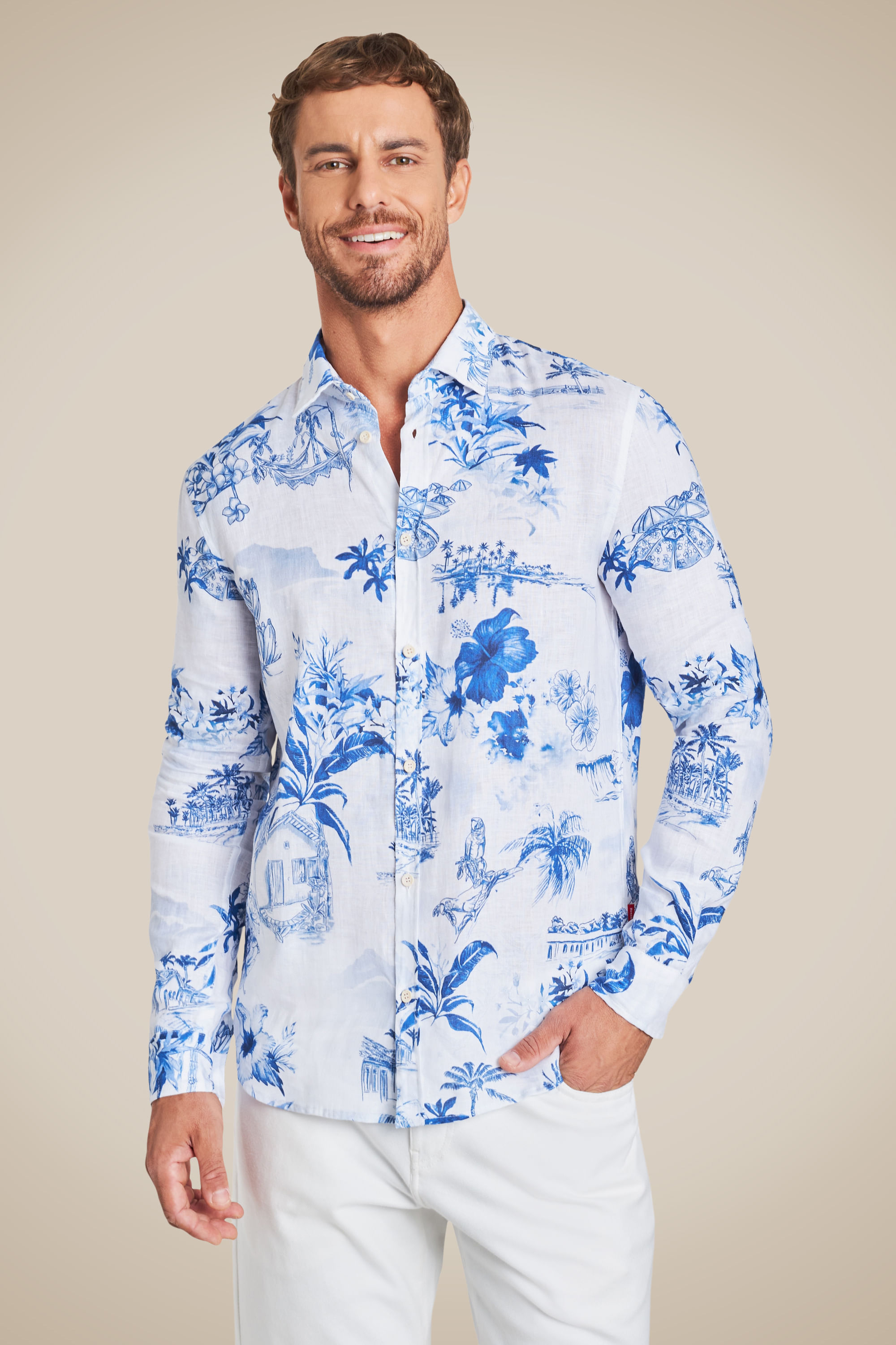 Camisa Ml Estampada Bahia Bonita
