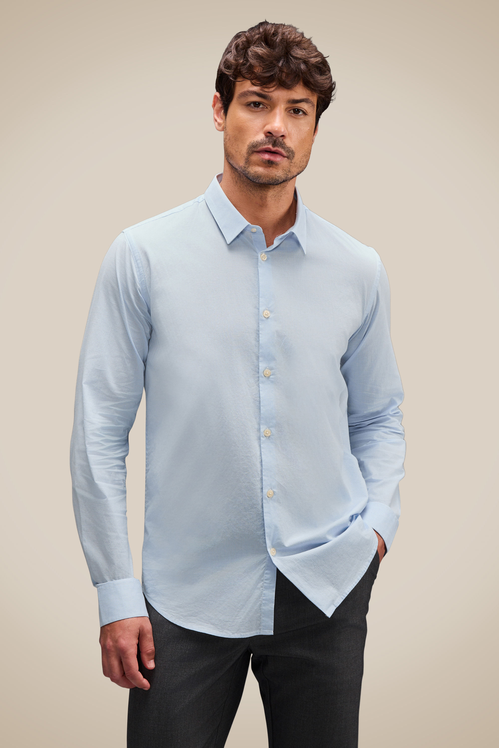 Camisa Ml Enxuto Micro Vichy