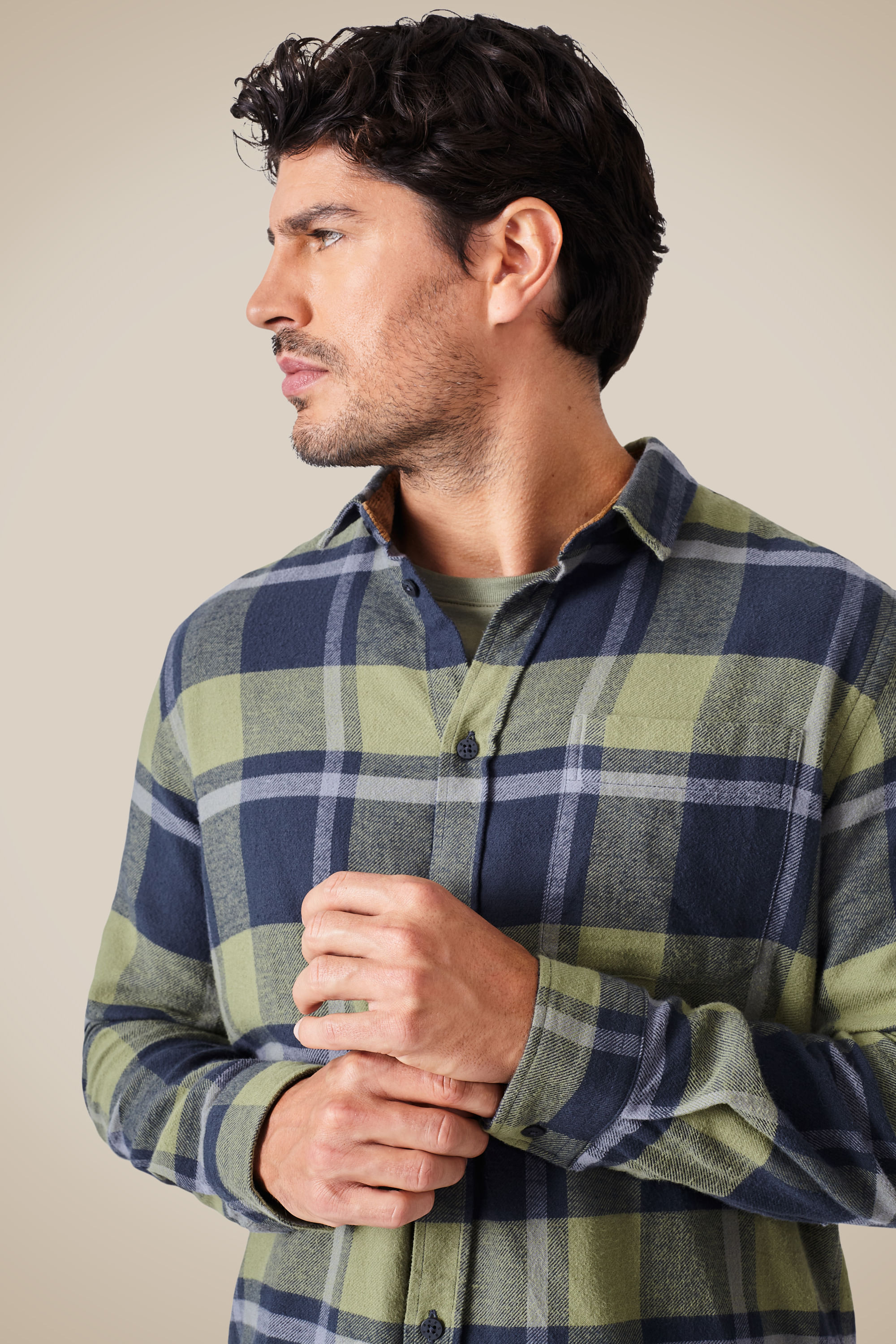 Camisa Ml Flanela Xadrez Eucalipto