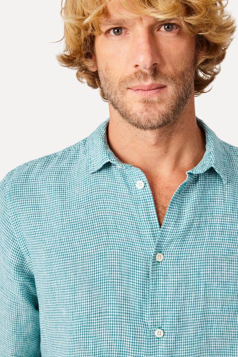 Camisa Ml Linho Mini Vichy — Reserva