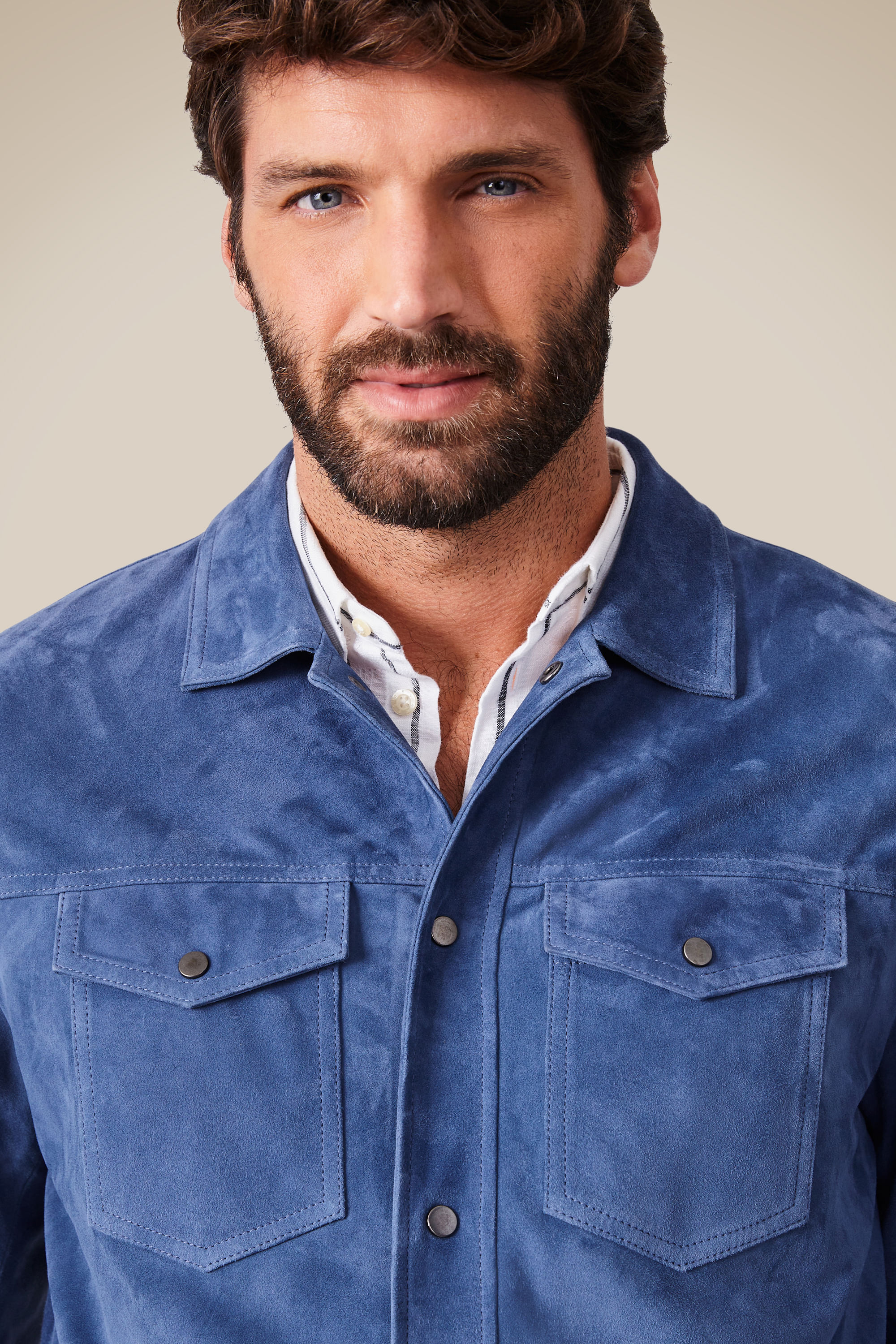 Jaqueta Trucker Couro Chamois