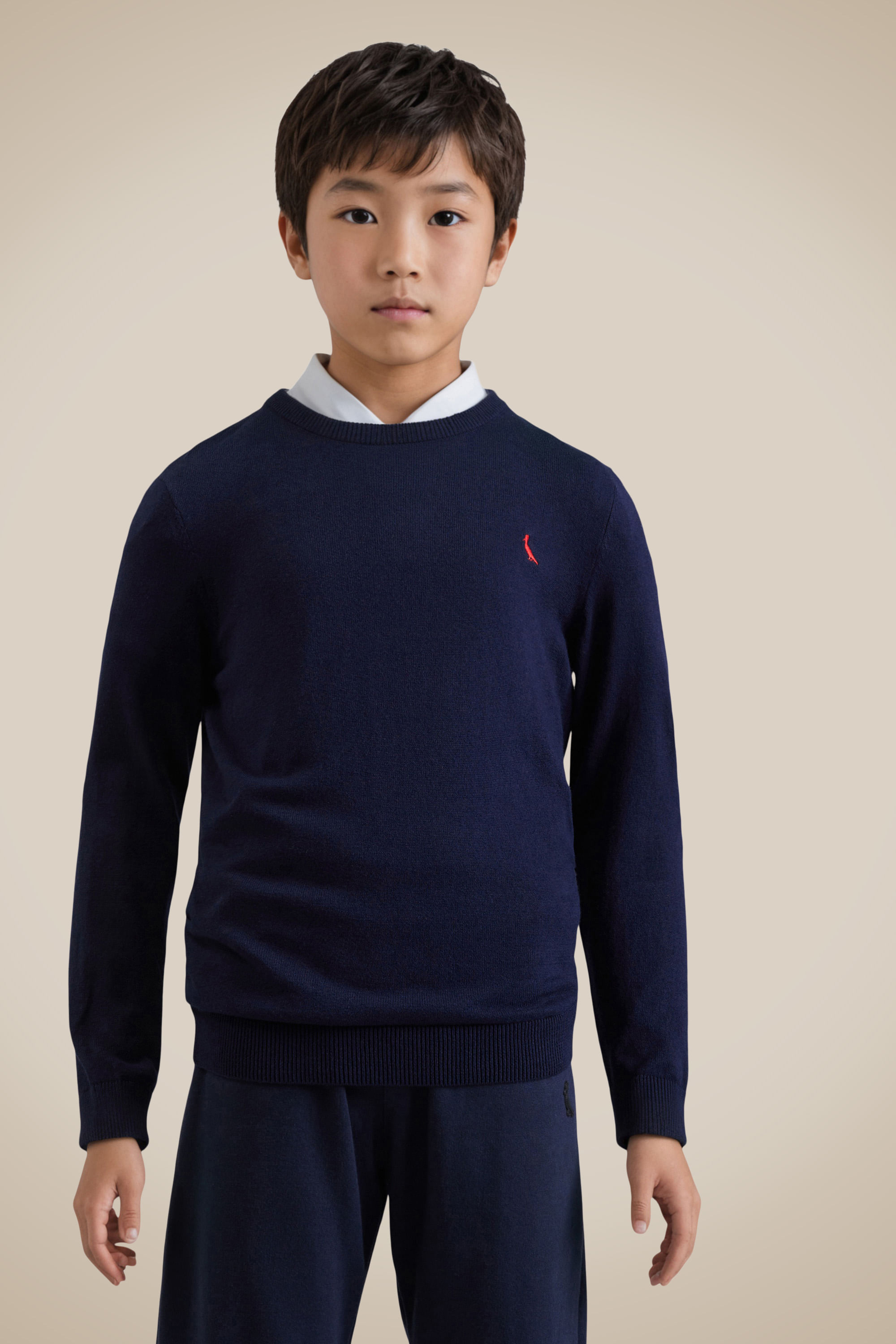 Casaco Mini Tricot Basico Gola Careca