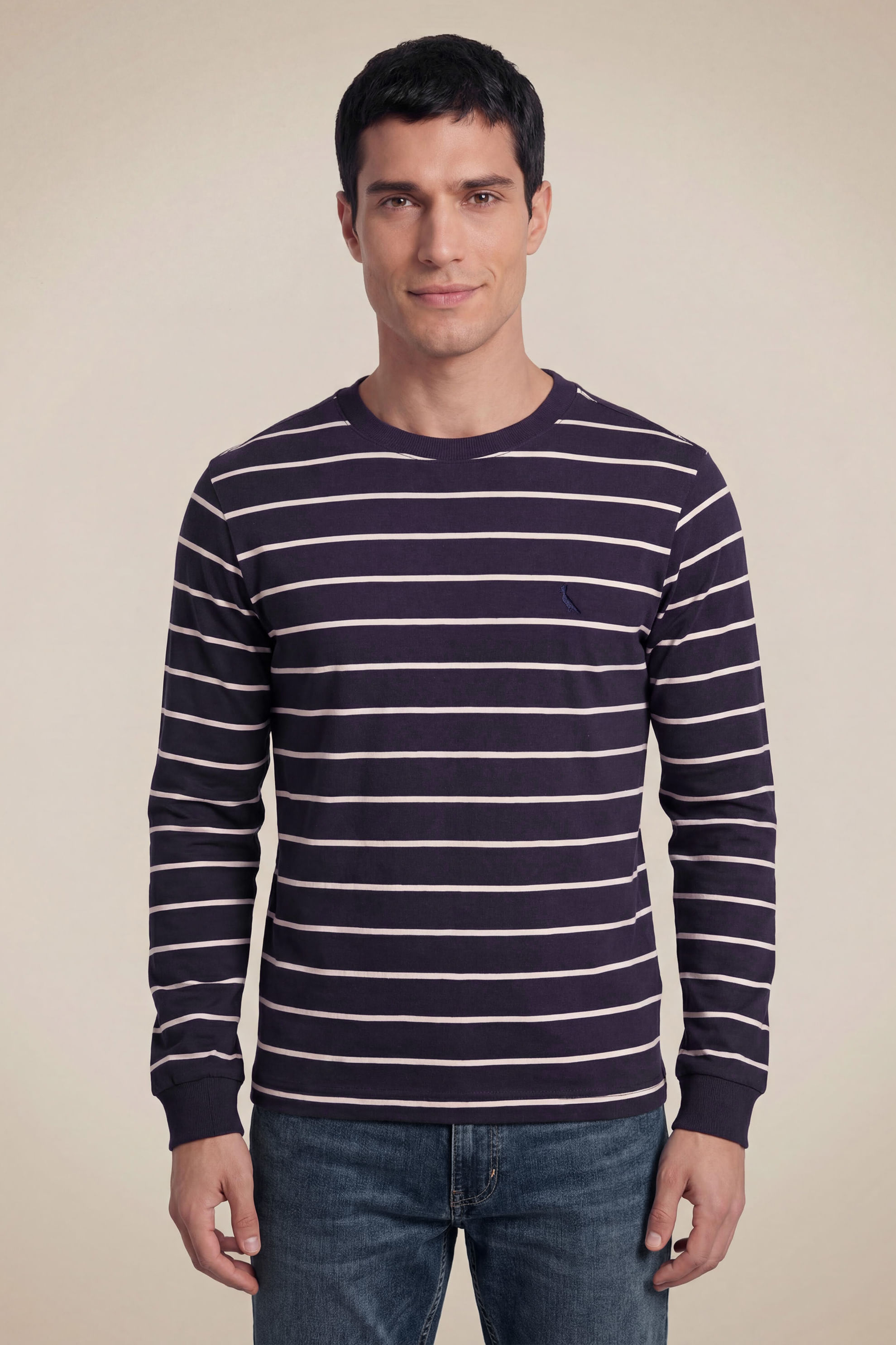 Camiseta Ml Listrado Rib