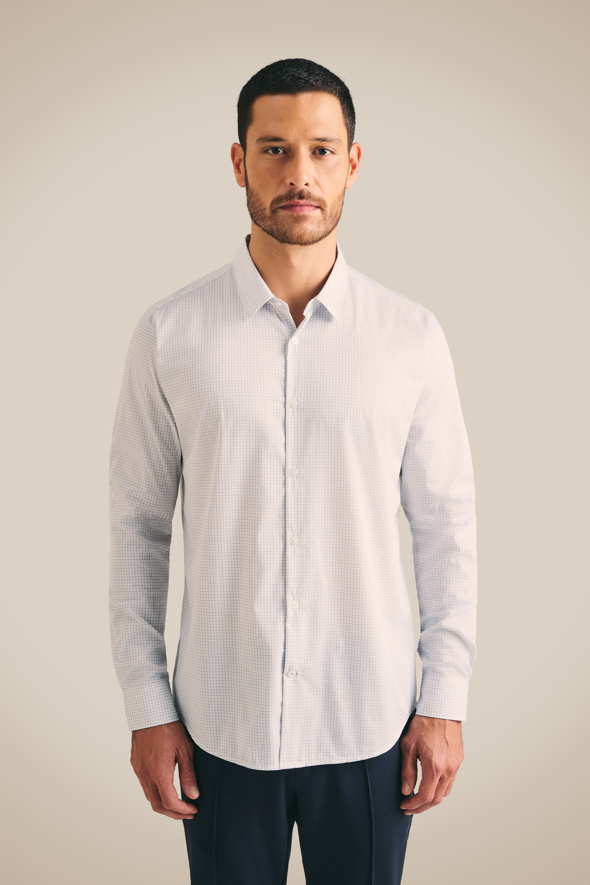 Camisa Ml Office Premium Mini Grid