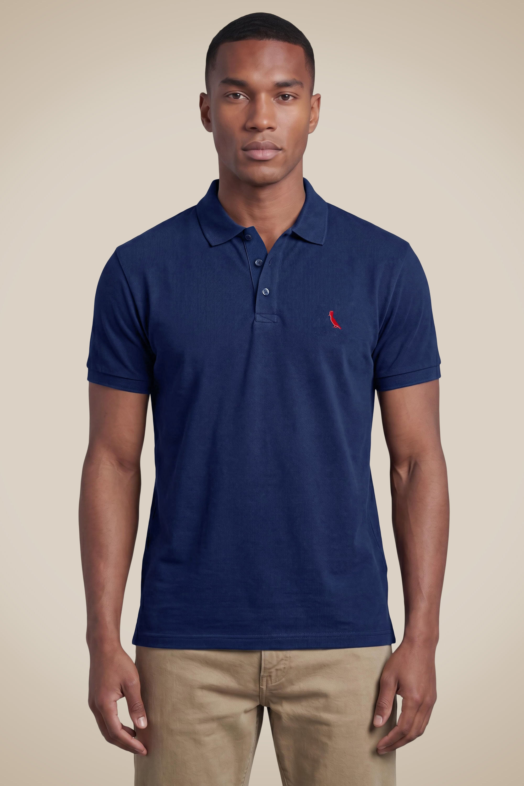 Polo Regular Piquet New Basic - Marinho/Vermelho - Ggg