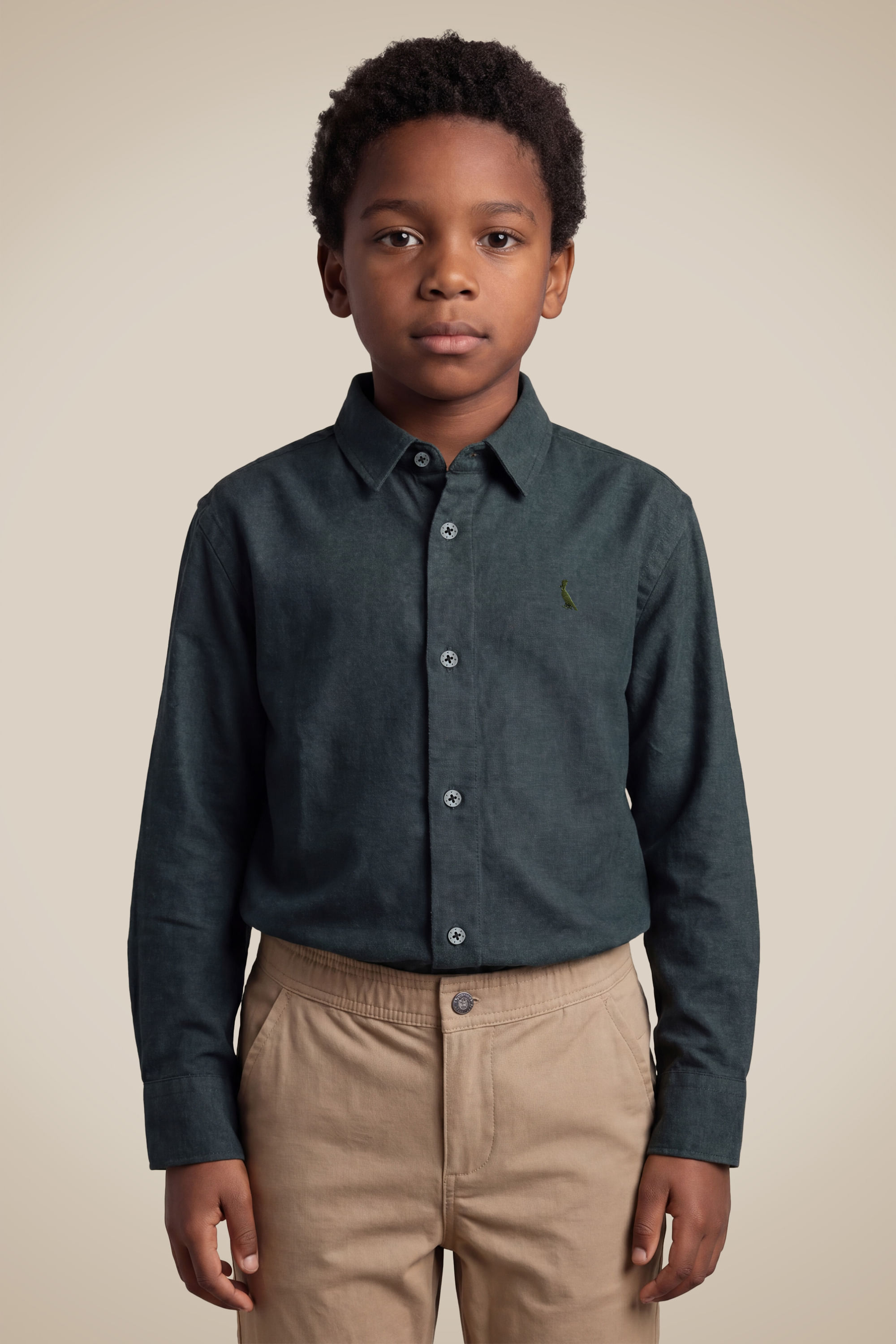 Camisa Mini Tp Ml Oxford Color - Verde Floresta - 06