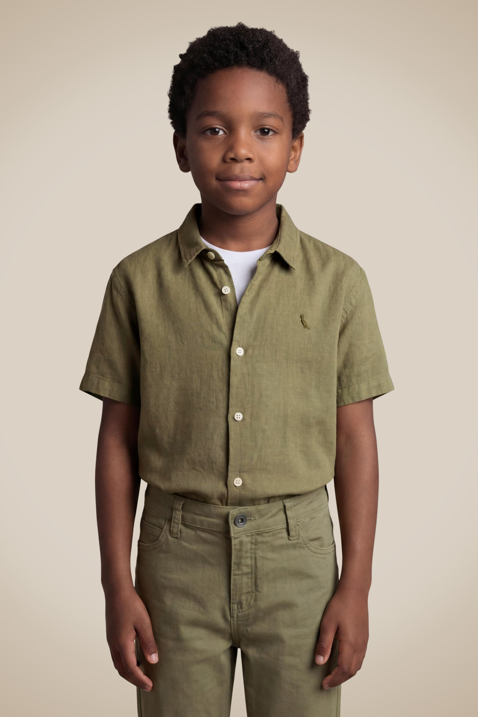 Camisa Mini Mc Tinturada Linho Pienza - Militar - 10