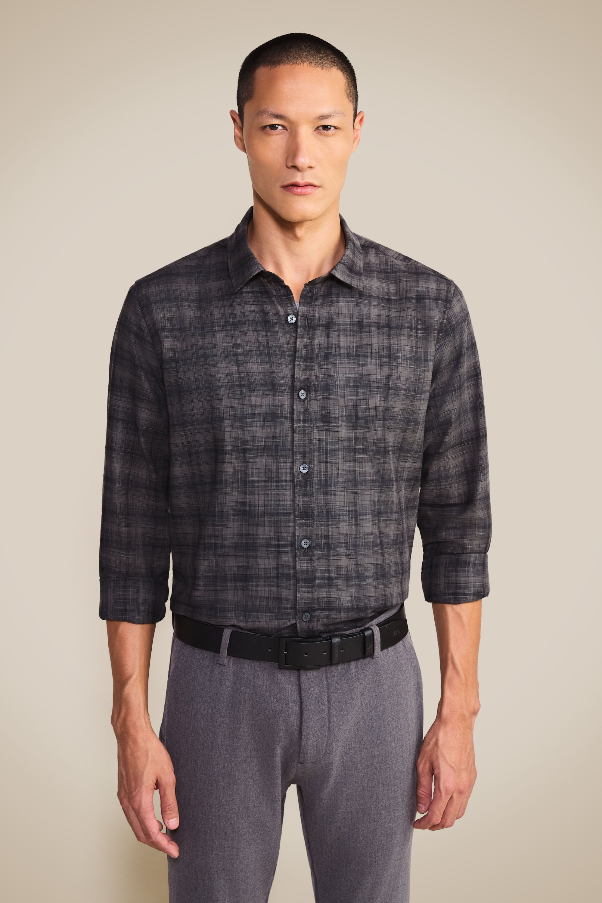 Camisa Ml Flame Xadrez Dover - Fuligem - Ggg