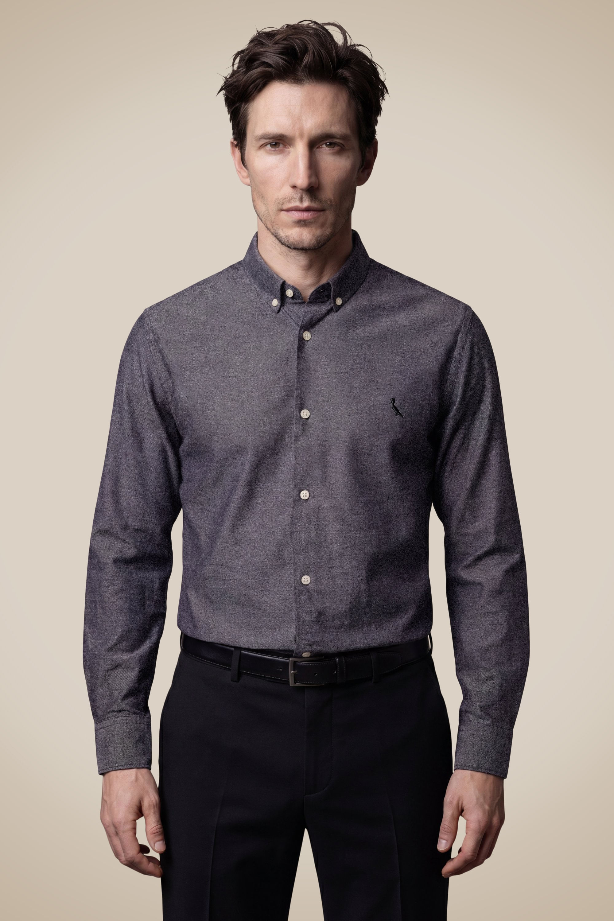 Camisa Oxford Color Ml - Preto - P