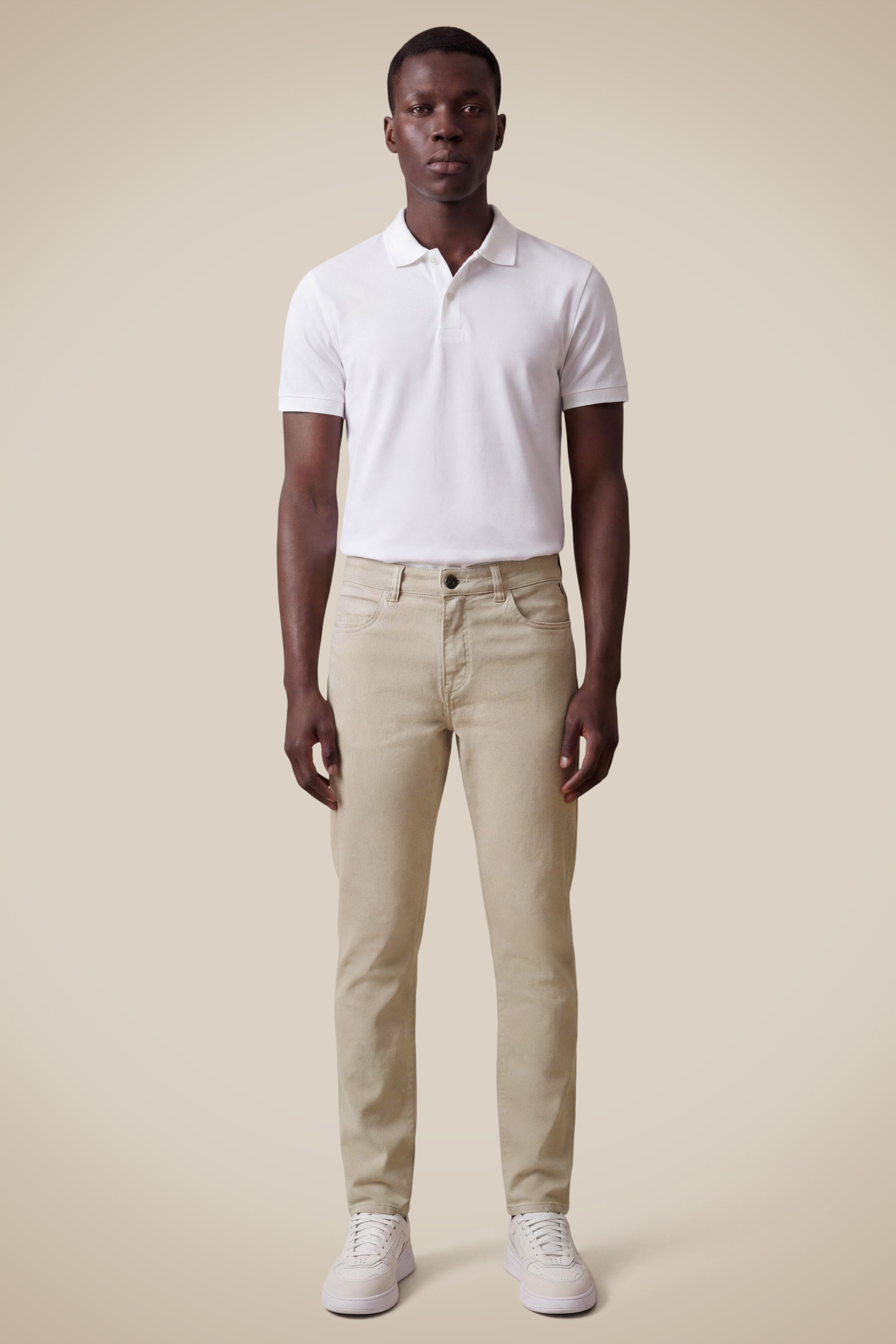 Calça Sarja 5 Pockets Elastano Skinny Color - Areia - 48