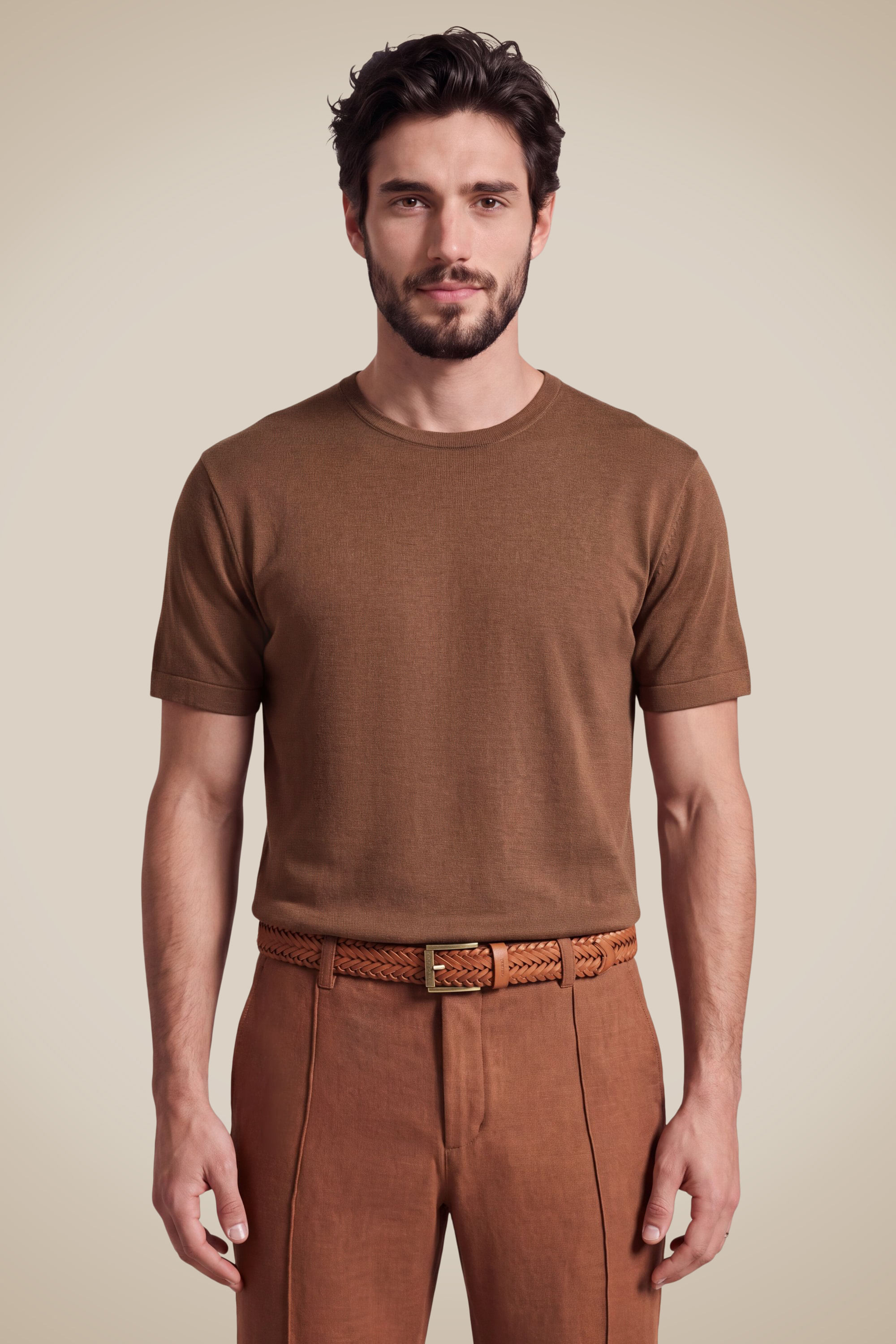 Camiseta Tricot Flat - Caramelo - Gg