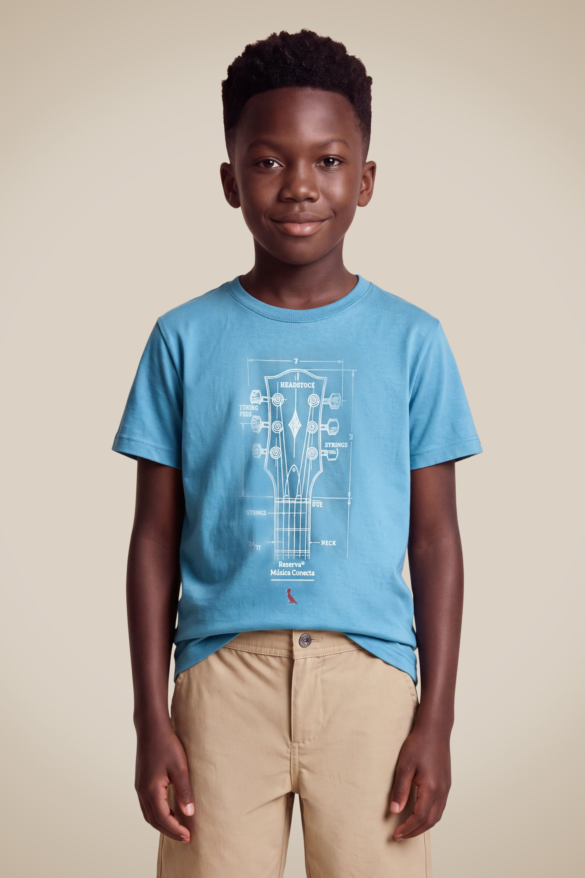 Camiseta Mini Est Guitar Sketch - Turquesa Seco - 06