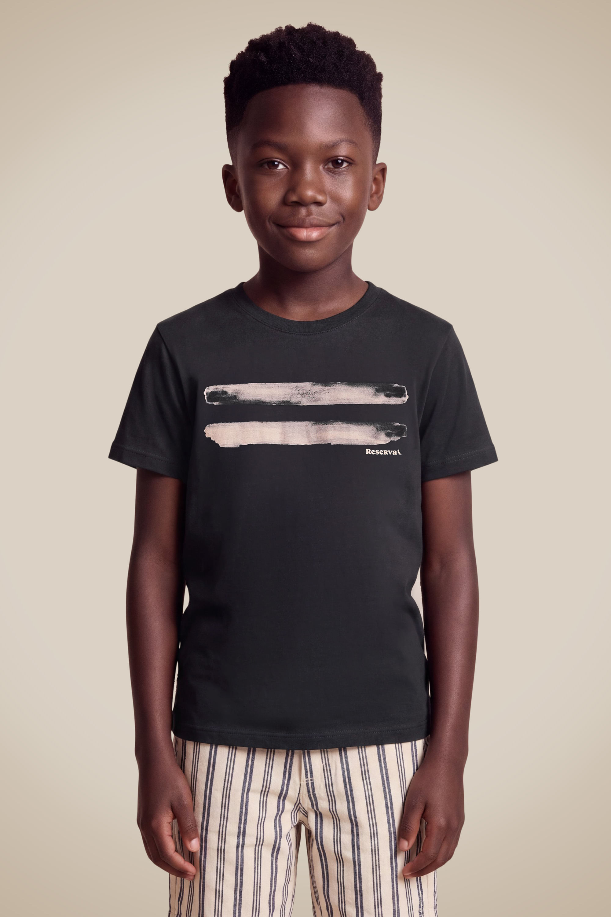 Camiseta Mini Listra Black Marine Pb - Preto - 08