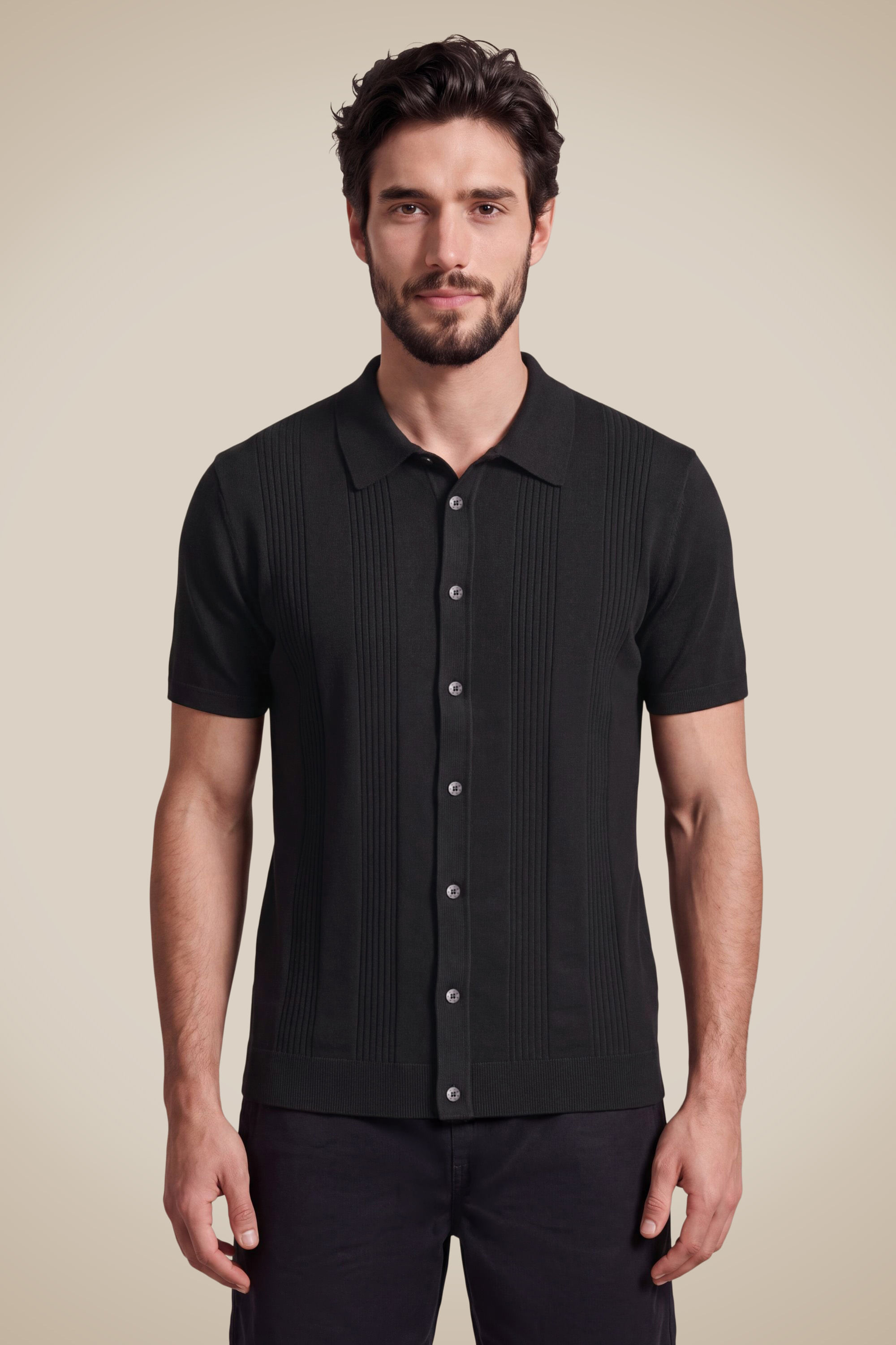 Camisa Mc Tricot Nervuras - Preto - M