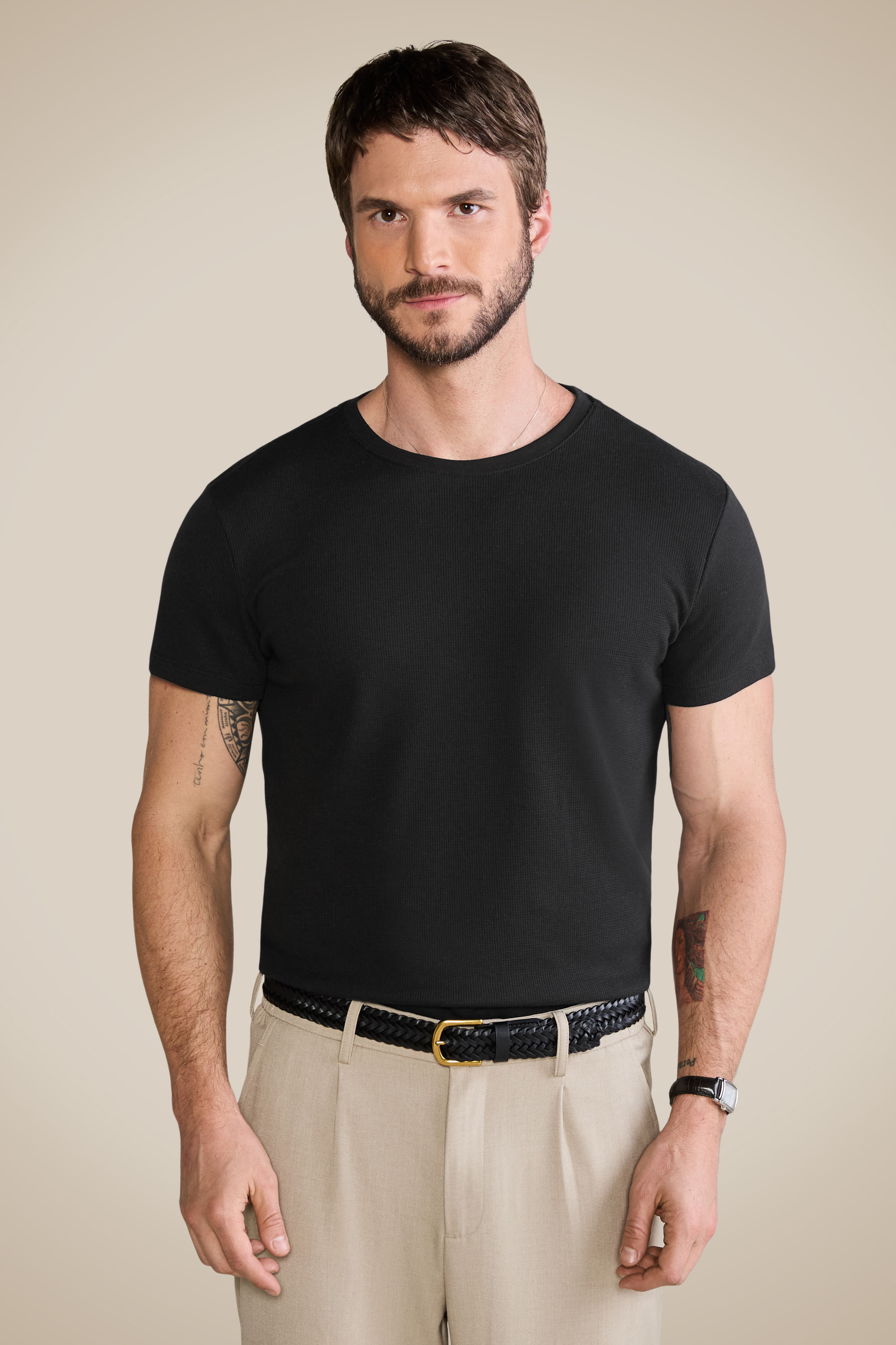Camiseta Regular Waffle - Preto - P