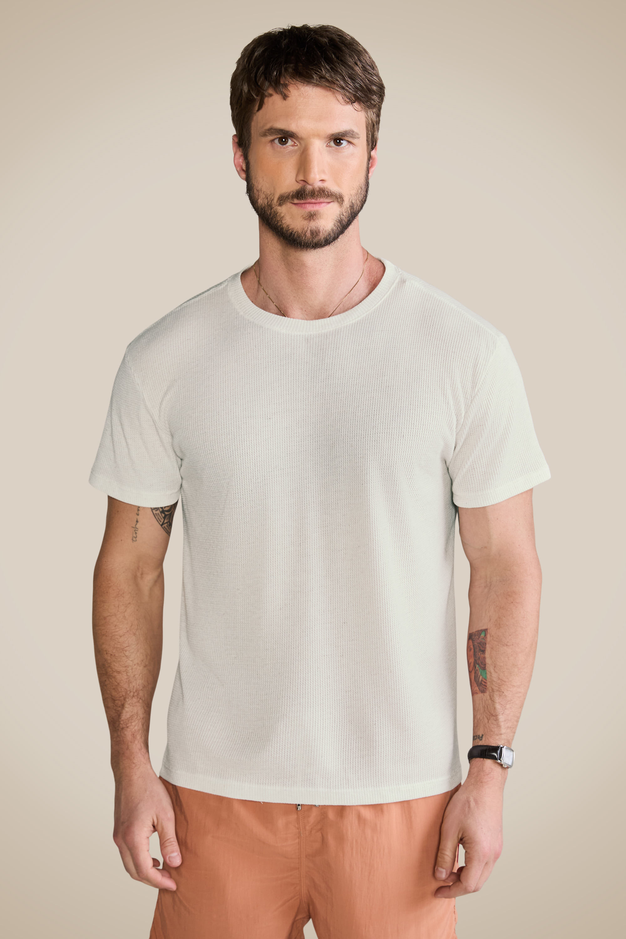 Camiseta Wafle Linho - Natural - G