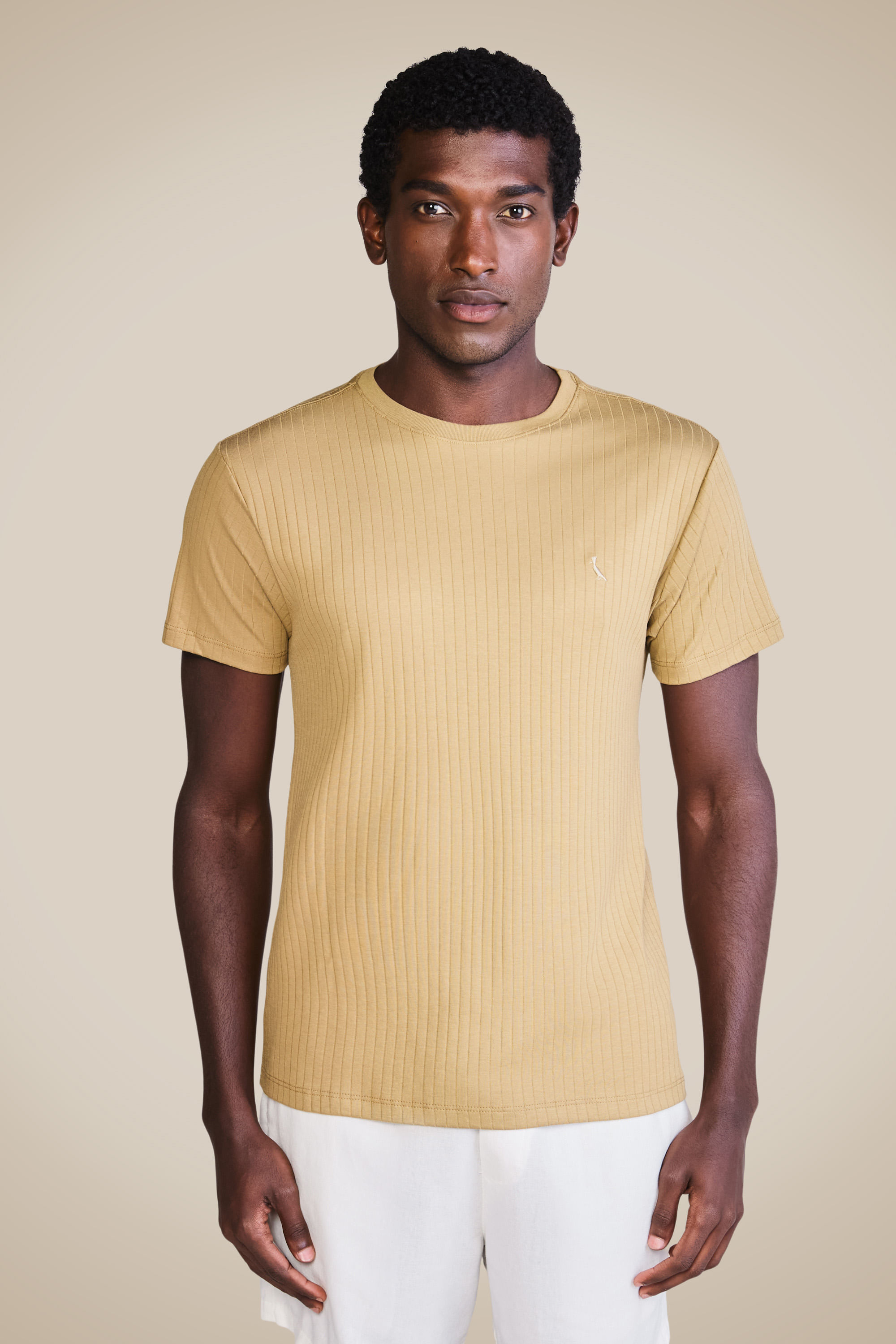 Camiseta Slim Canelada - Khaki Dust - Gg