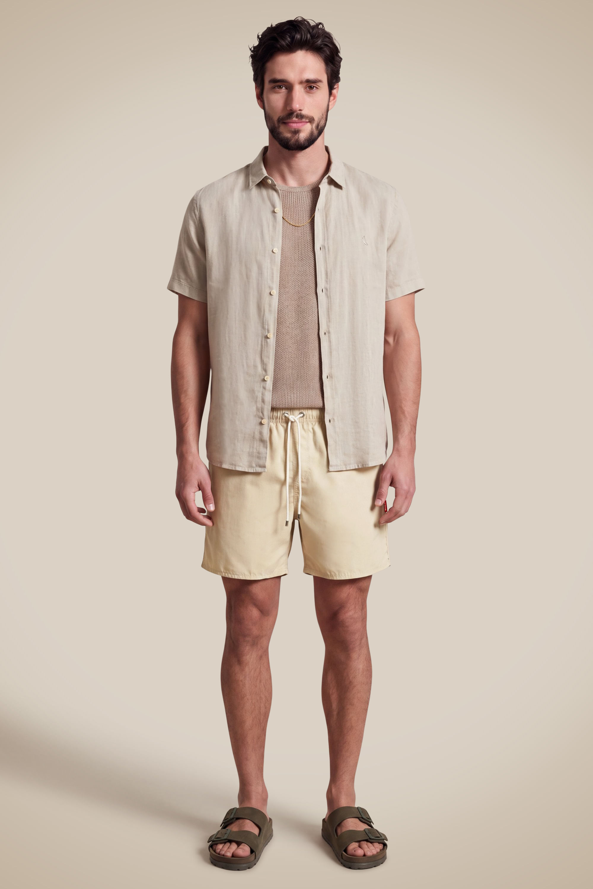 Short Praia Liso Premium - Areia - P