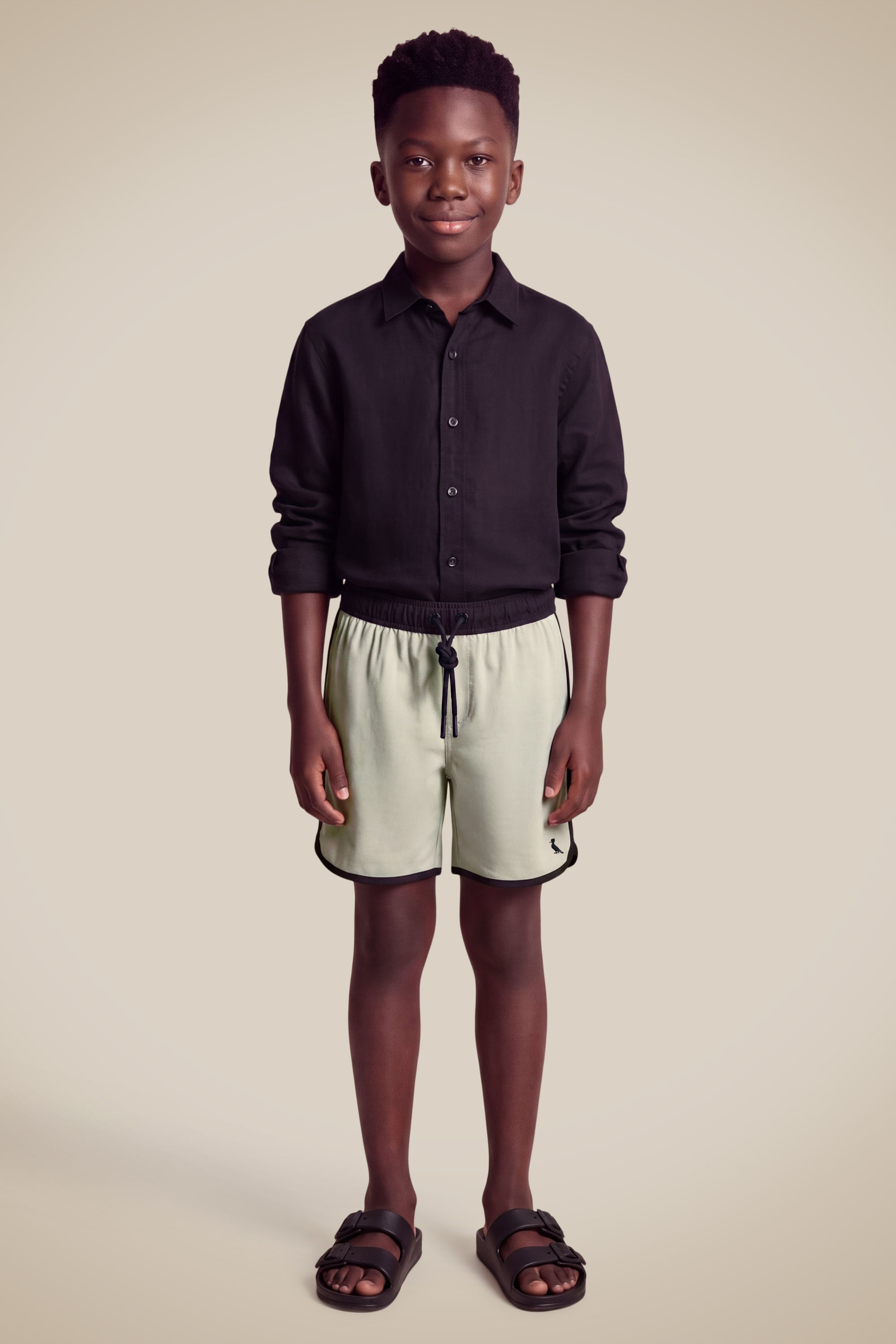 Short Praia Mini Tp Vies Lateral - Cinza Mescla - 14