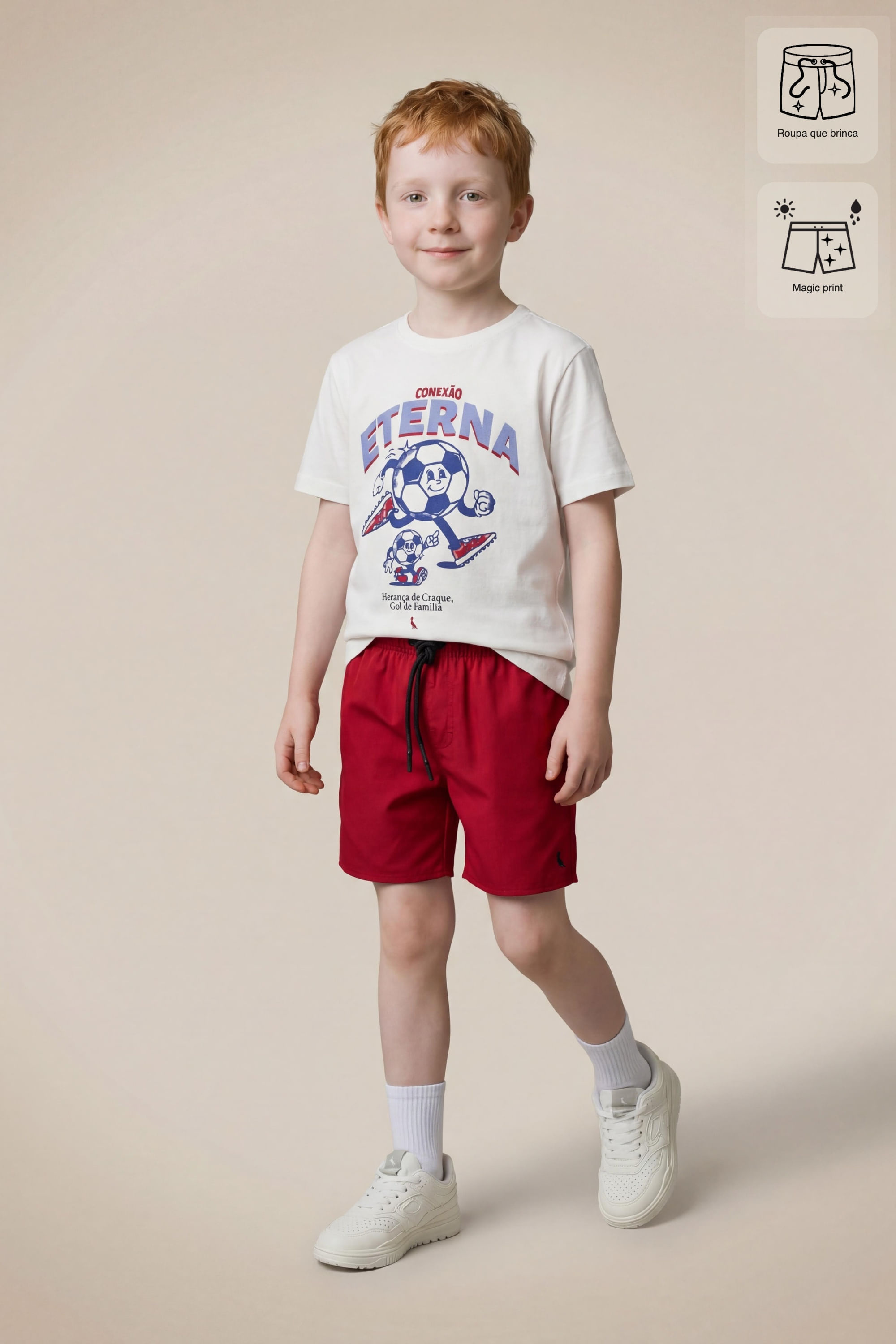 Short Mini Praia Magic Doodles Graffiti - Vermelho - 12