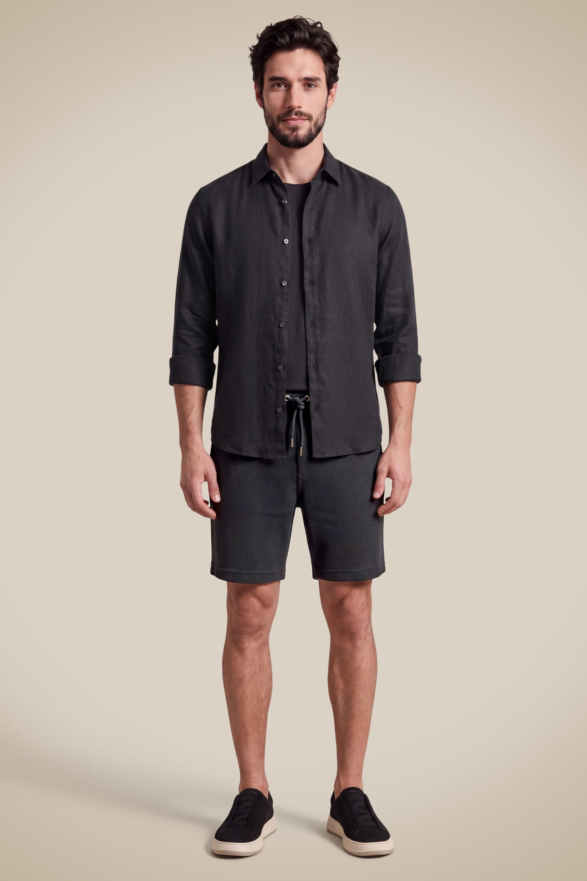 Bermuda Malha Waffle - Preto - P
