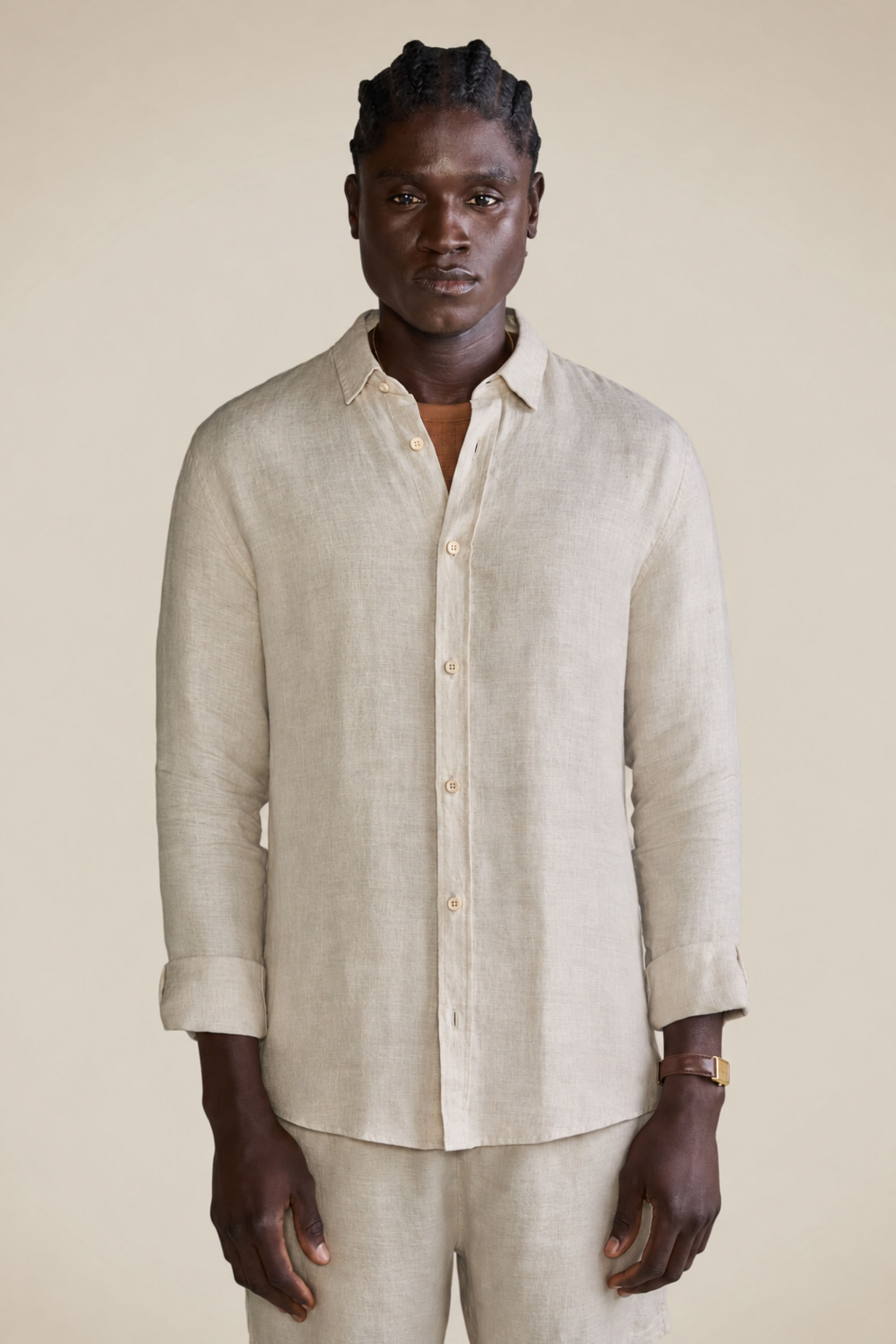 Camisa Ml Linho Bari - Aveia - G