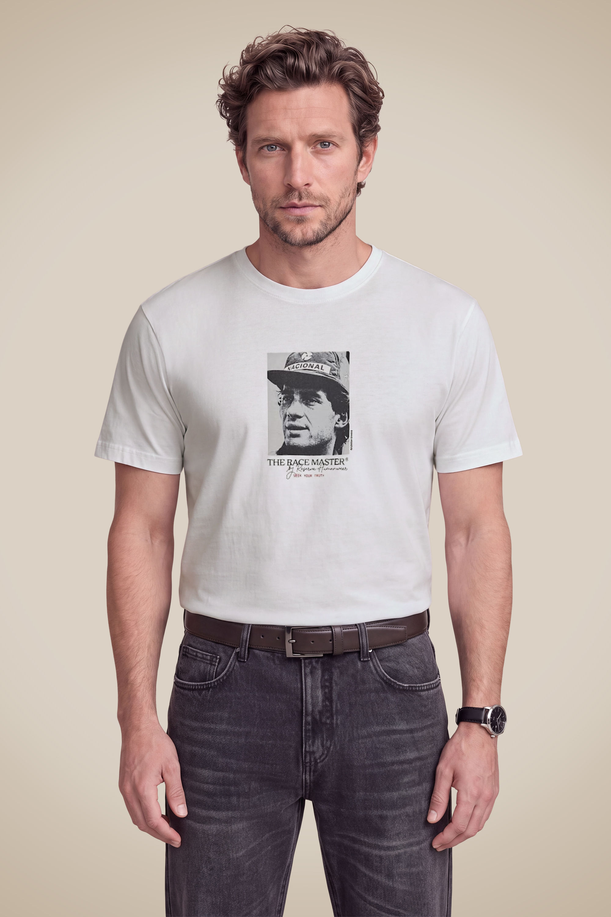 Camiseta Estampada Senna Icone P&b
