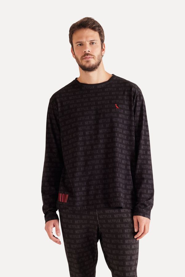 Camiseta Ml Pijama Full Print Netflix