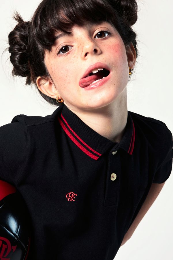 Polo Friso Bordado Mini Flamengo