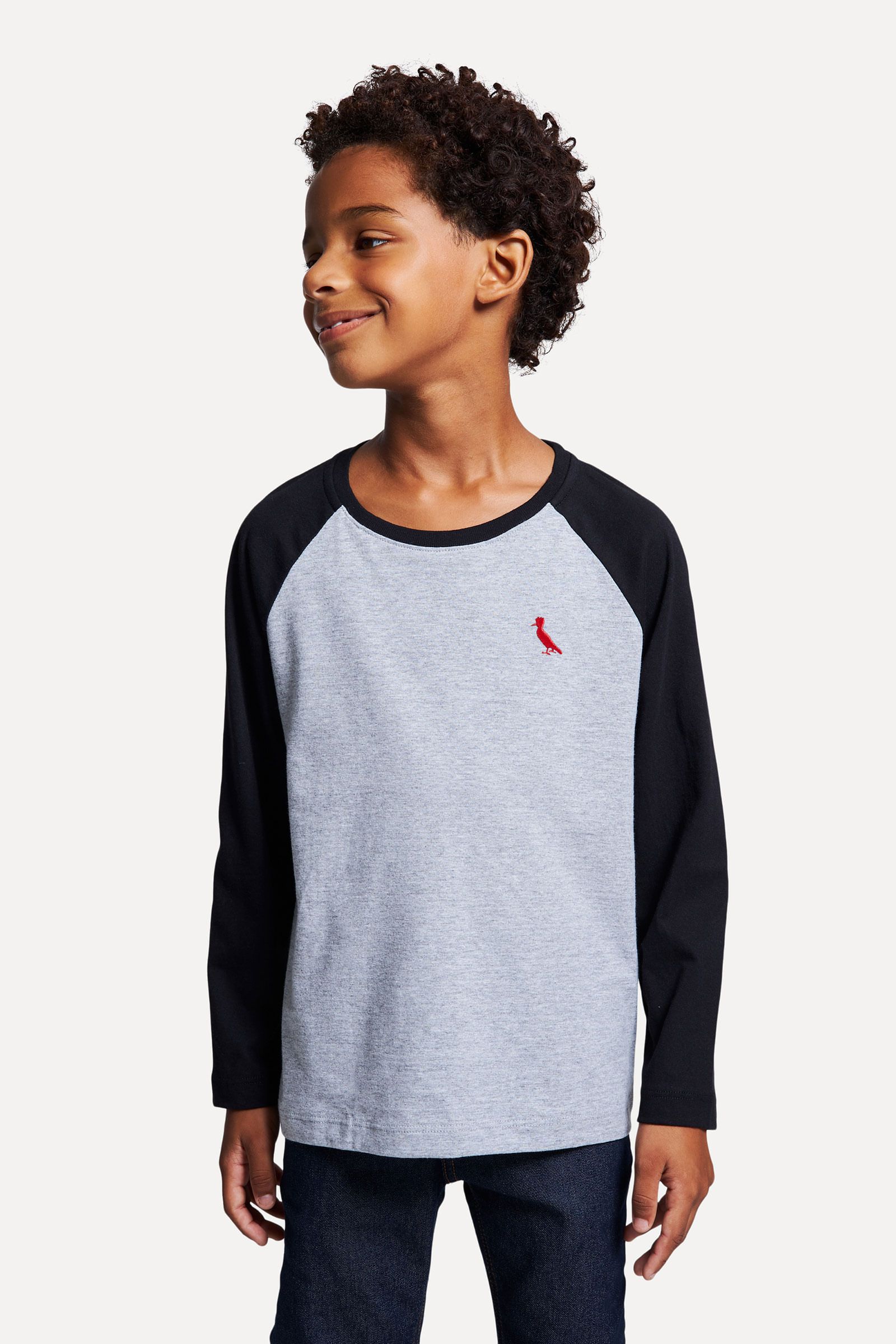 Camiseta Mini Ml Raglan Brasa Pp Bordado