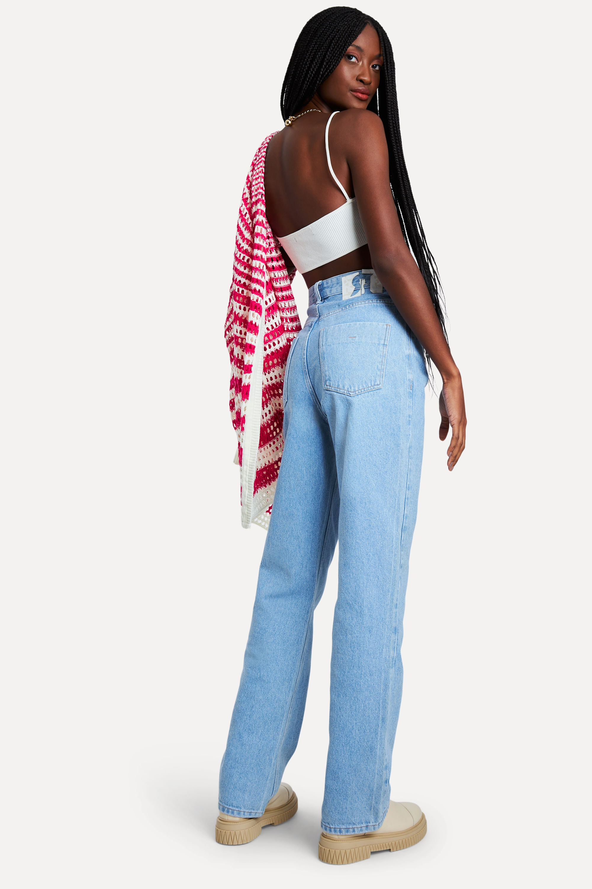 Calca Jeans Mini Wide Leg High Prega