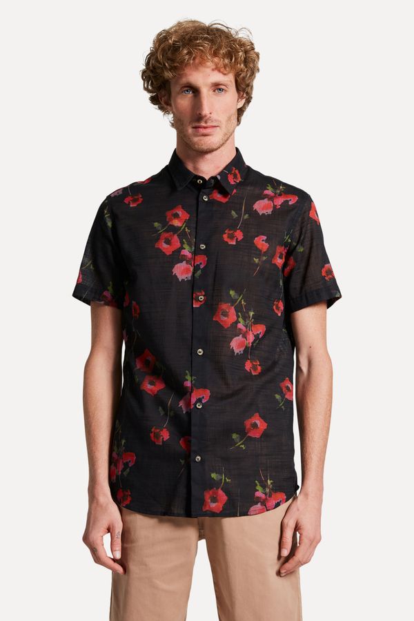 Camisa Mc Estampa Tulipa Preto