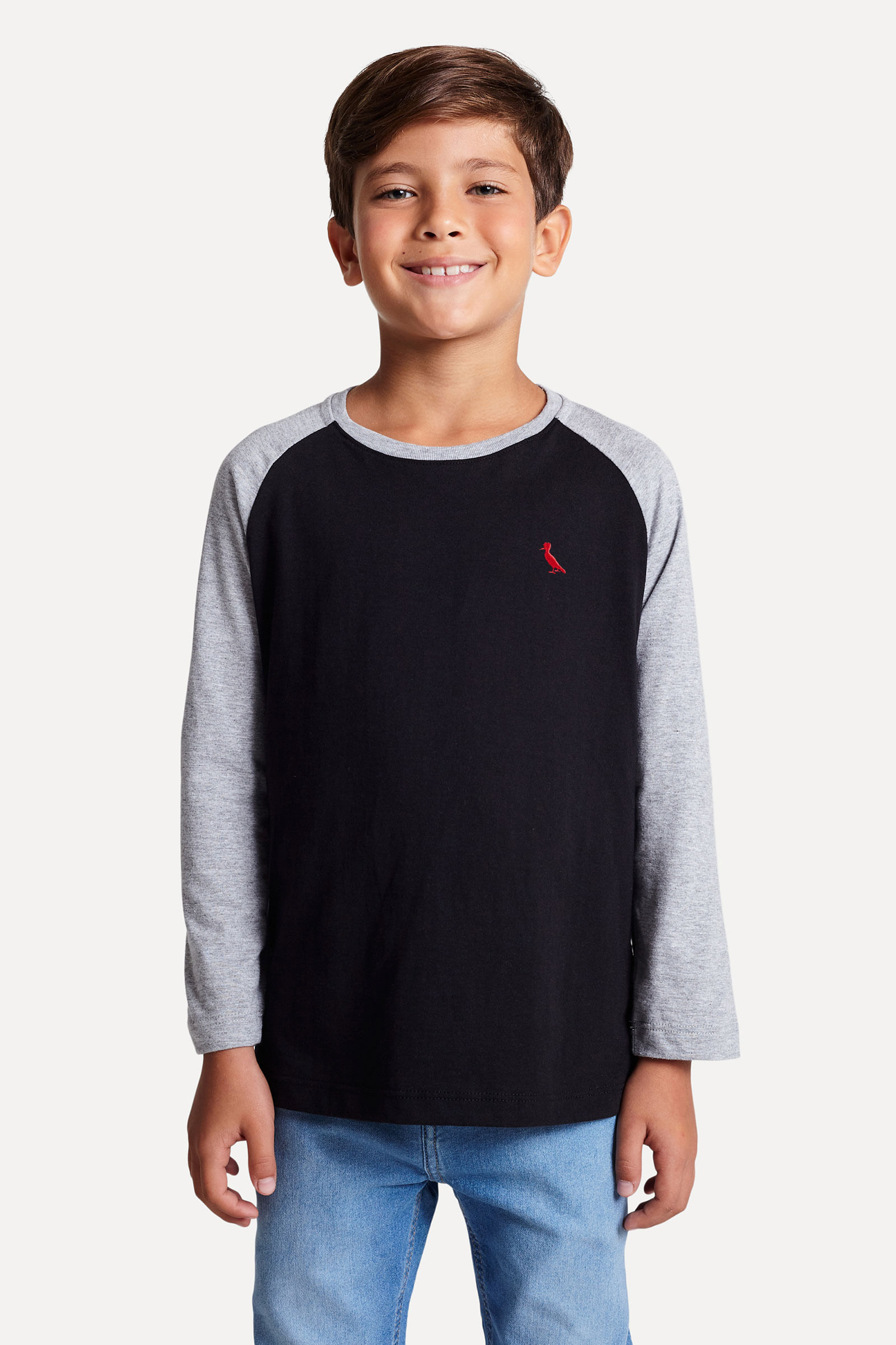 Camiseta Mini Ml Raglan Brasa Pp Bordado