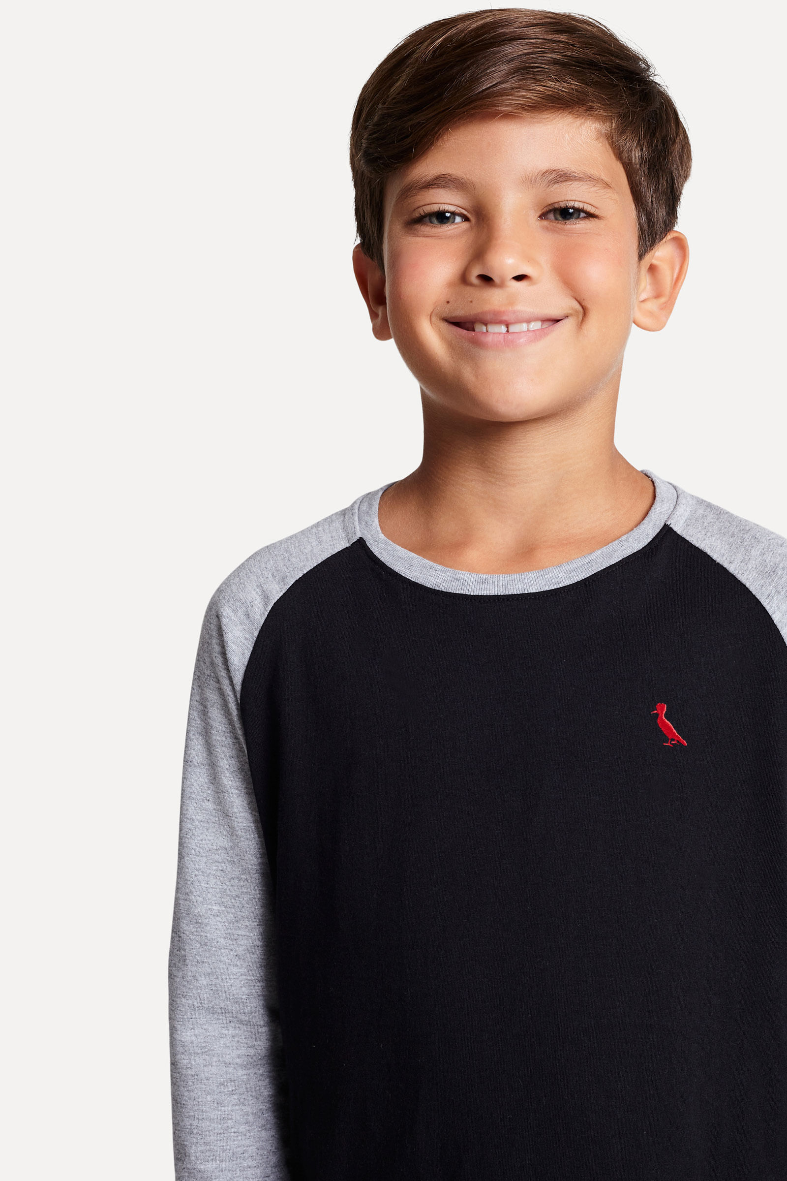 Camiseta Mini Ml Raglan Brasa Pp Bordado