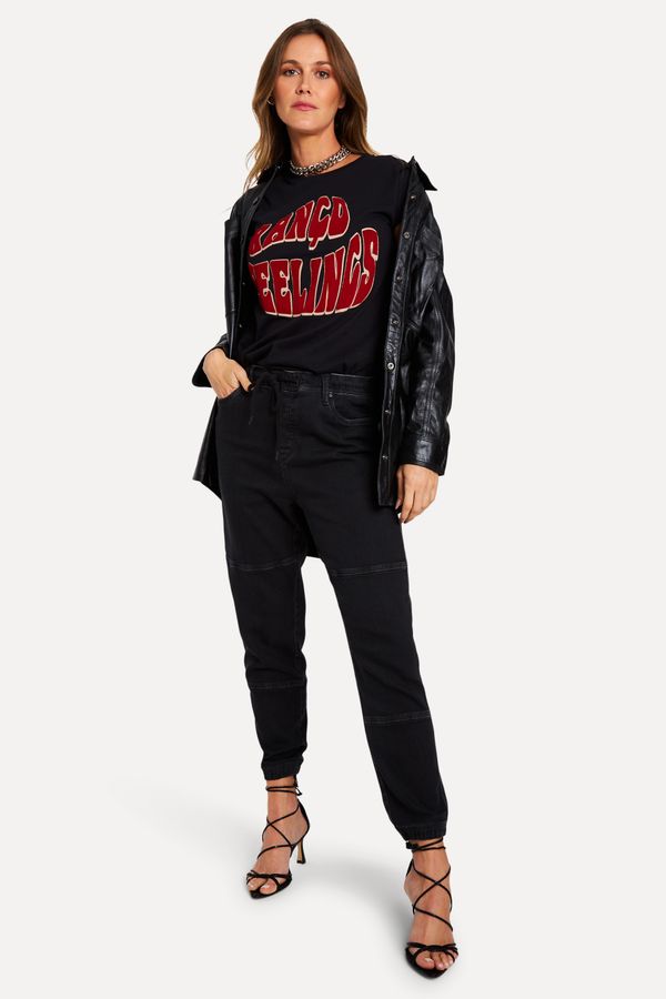 Calca Jeans Jogger Recorte Black