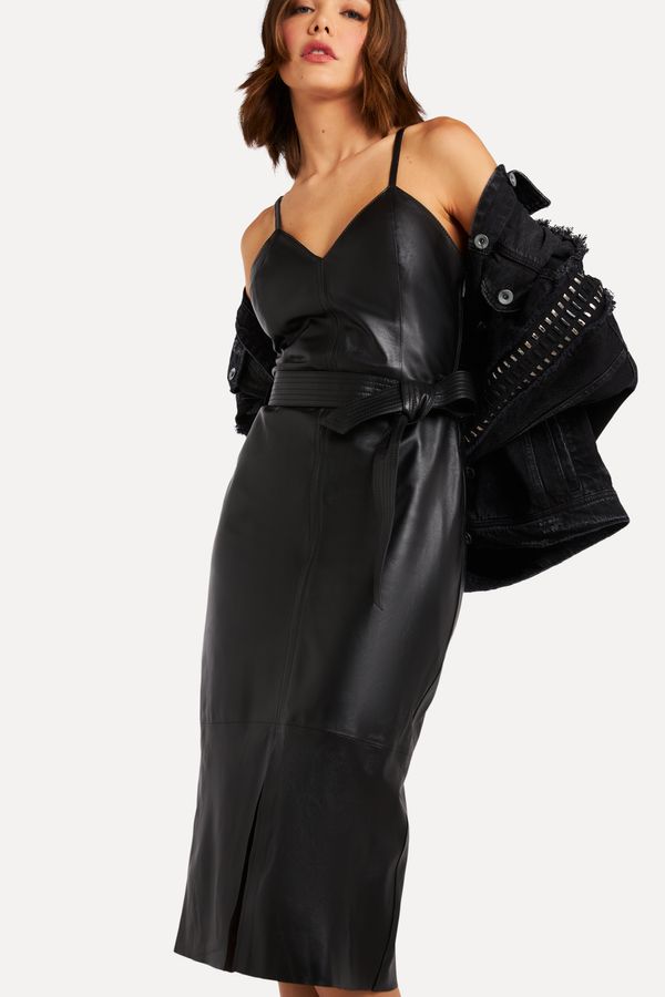 Vestido Couro Midi