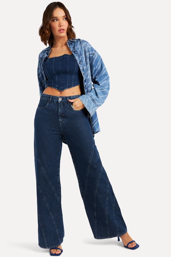 CALCA JEANS PANTALONA RECORTES