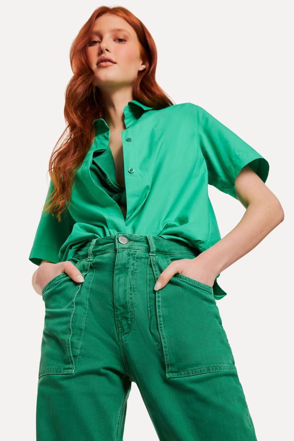 CALCA SARJA WIDE LEG HIGTH RASGO BARRA