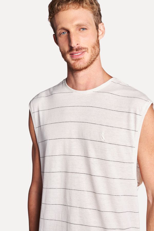 Regata Malha Linho Listrada