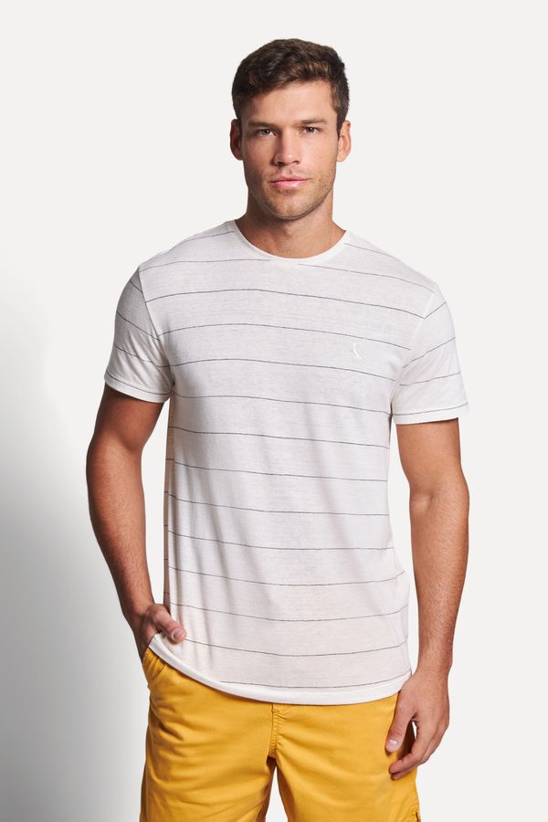 Camiseta Malha Linho Listrada