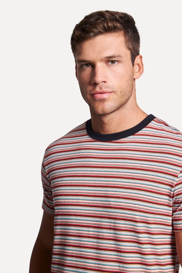 Camiseta Malha Listrada Paraiso Tropical