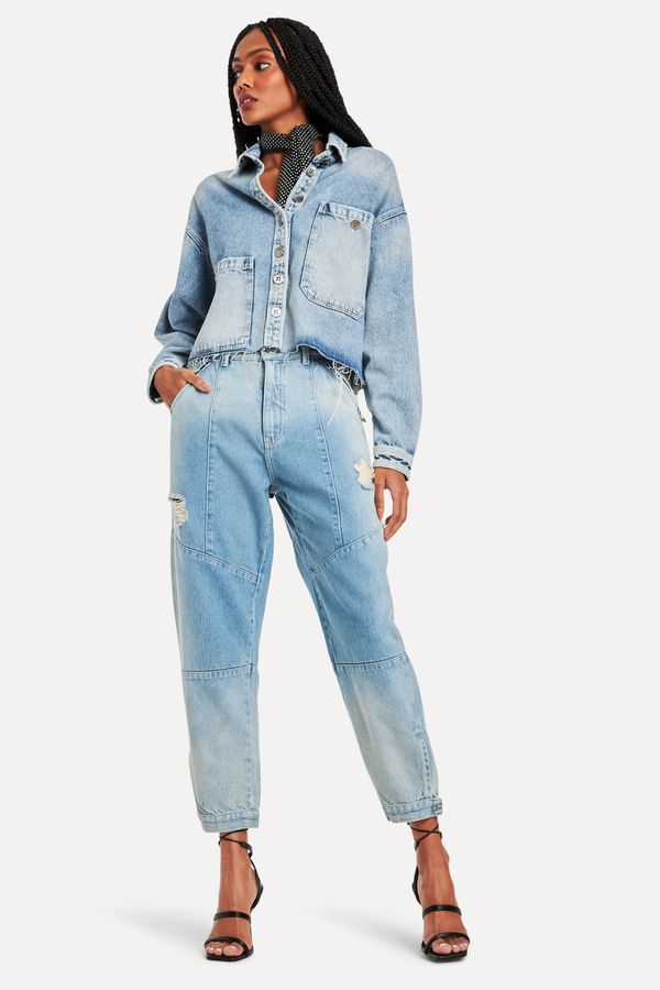 Calca Jeans Tina Mommy Recortes