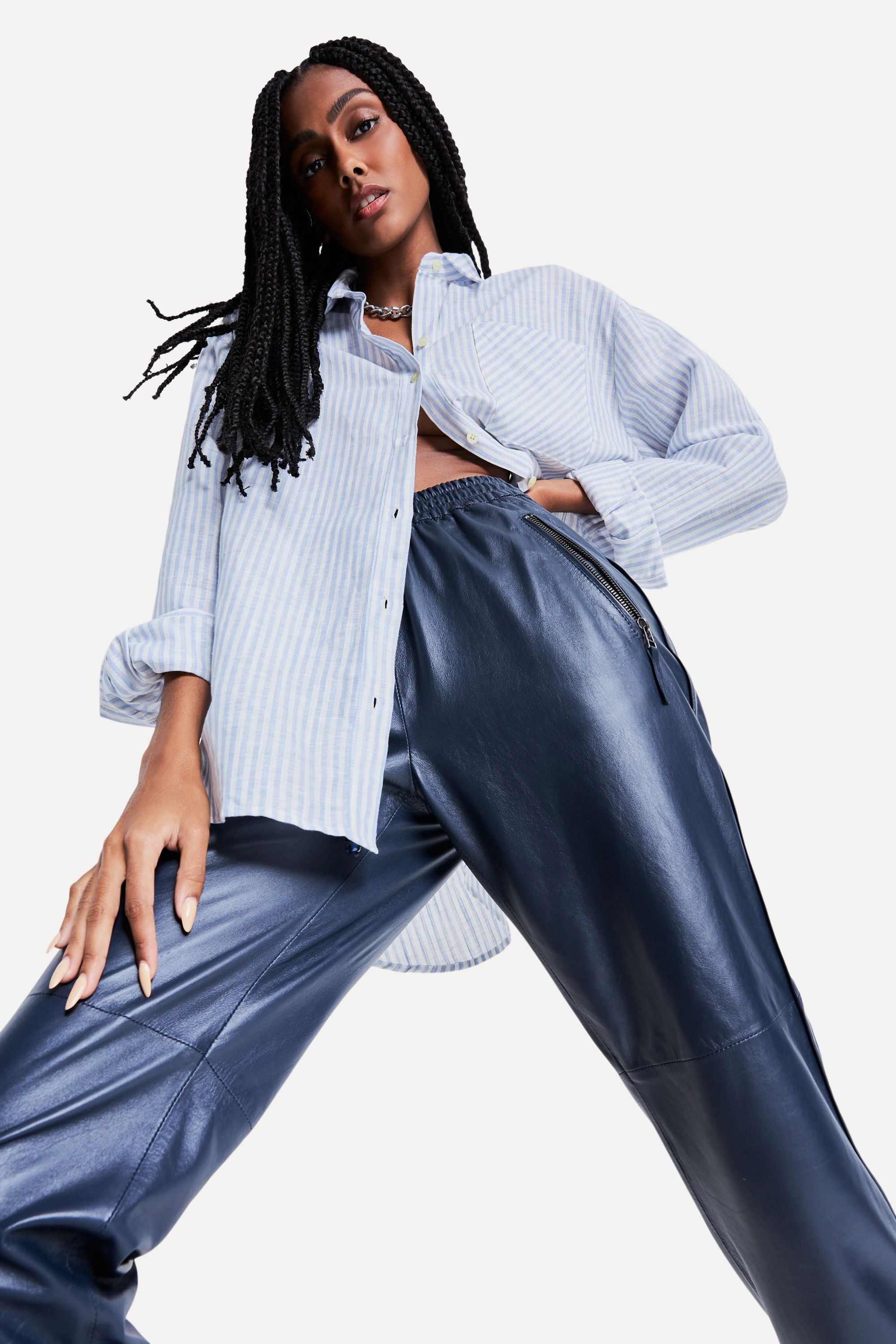 Calca Couro Cos Elastico