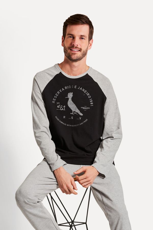 Camiseta Ml Raglan Bicolor Carimbo