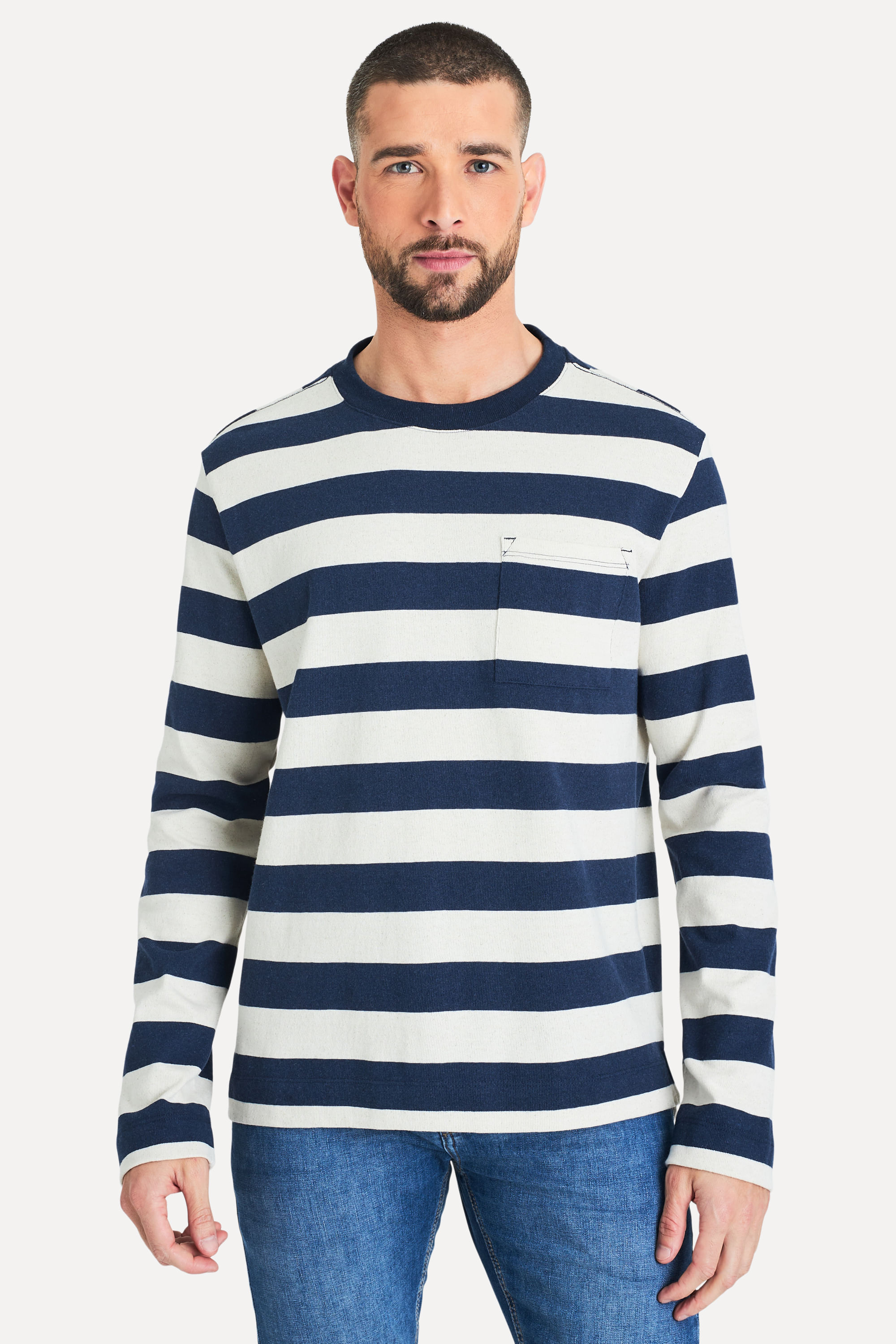 Camiseta Com Bolso Soho Listrado