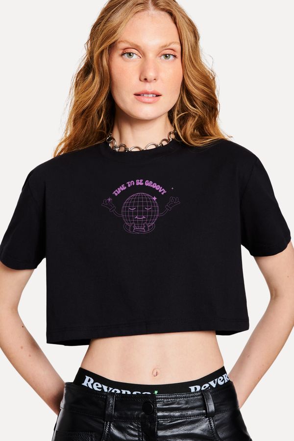 Camiseta Cropped Fem Time To Be Groovy
