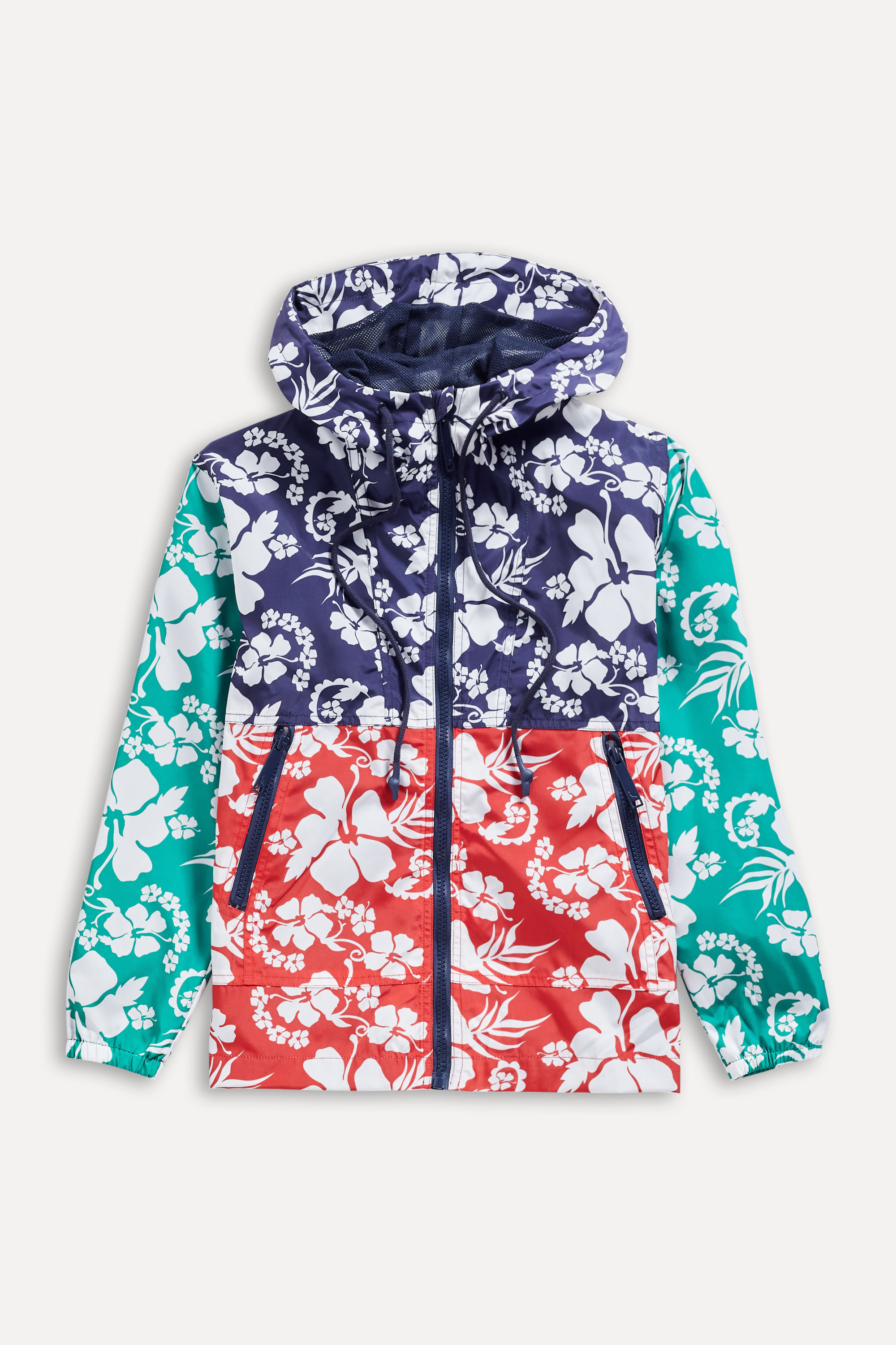 Jaqueta Windbreaker Color Block Hibisco